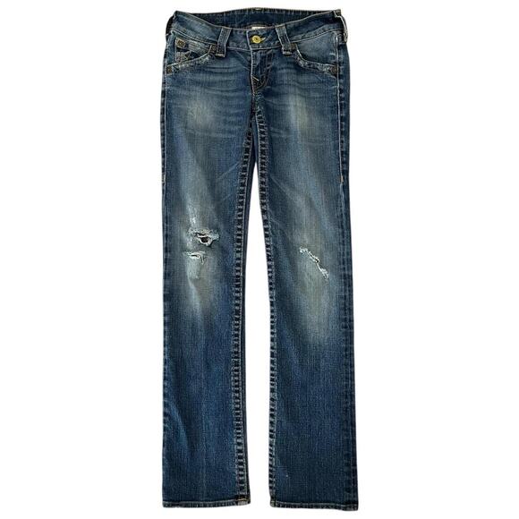 True Religion Yellow Point Flap Pocket Slim Straight Jeans - Picture 4 of 6